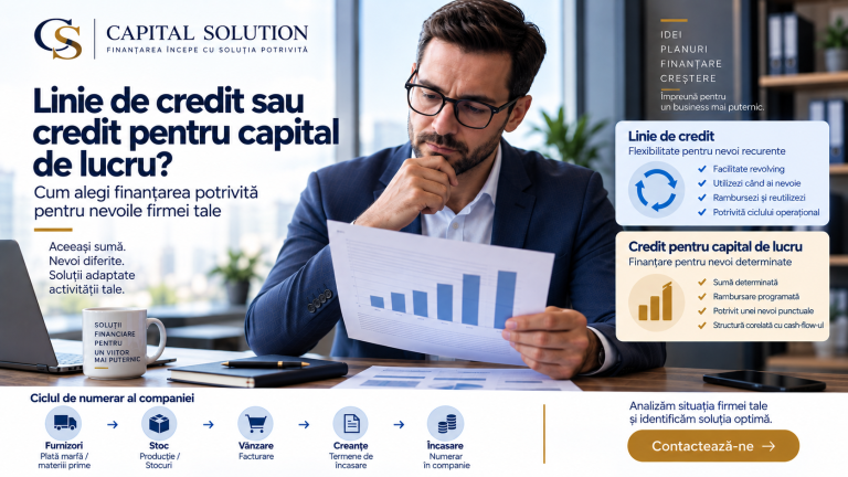 Linie de credit și credit pentru capital de lucru, structurate în funcție de ciclul financiar și cash-flow-ul companiei